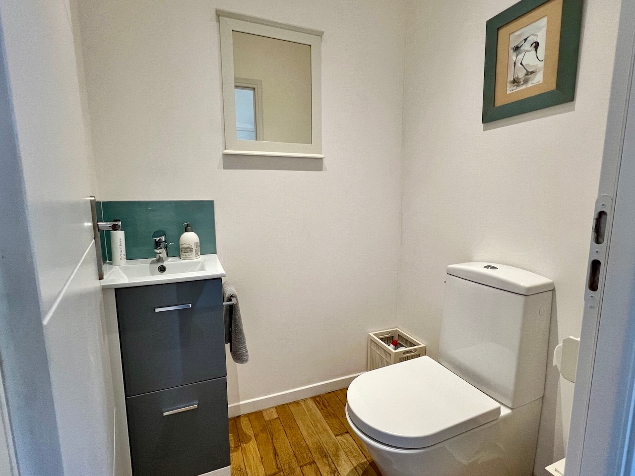 Toilet and washbasin in the entrance hall