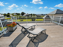 Large private balcony terrace at the Valandrey guest room with sea view