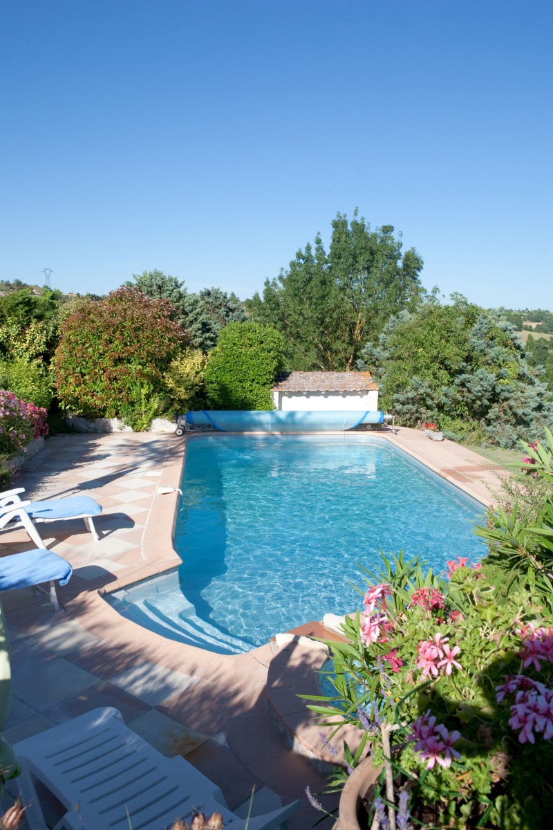 La piscine et le jardin fleuri