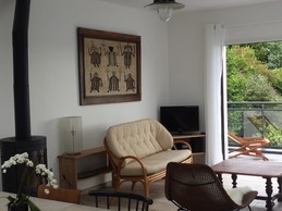 Le salon avec son poêle à bois