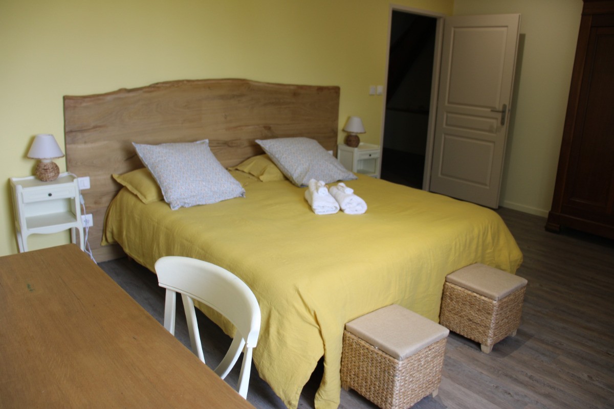 Chambre Juliette Lit double Option possible à la réservation au gite entre terres et vignes à Châtillon sur Morin