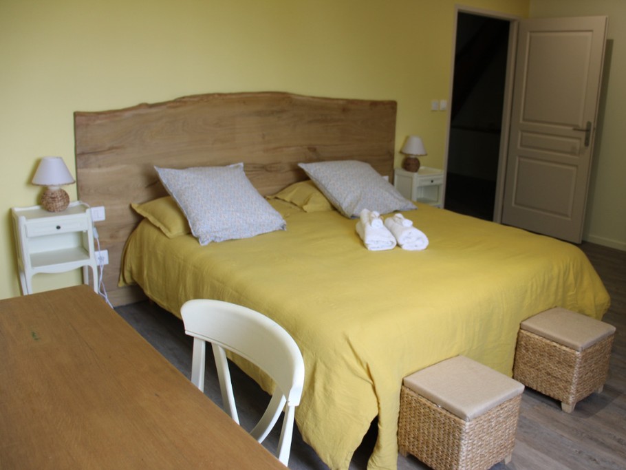 Chambre Juliette Lit double Option possible à la réservation au gite entre terres et vignes à Châtillon sur Morin