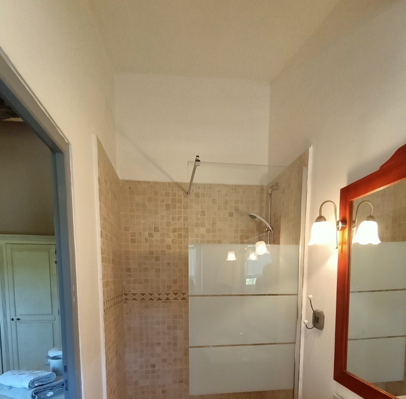 La salle d'eau de la chambre rouge