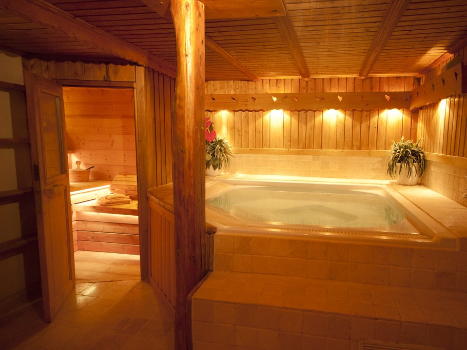 Salle Sauna et Spa. Double douche, toilettes
