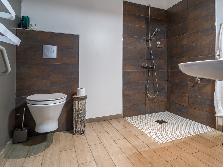 bathroom for the disabled with walk-in shower