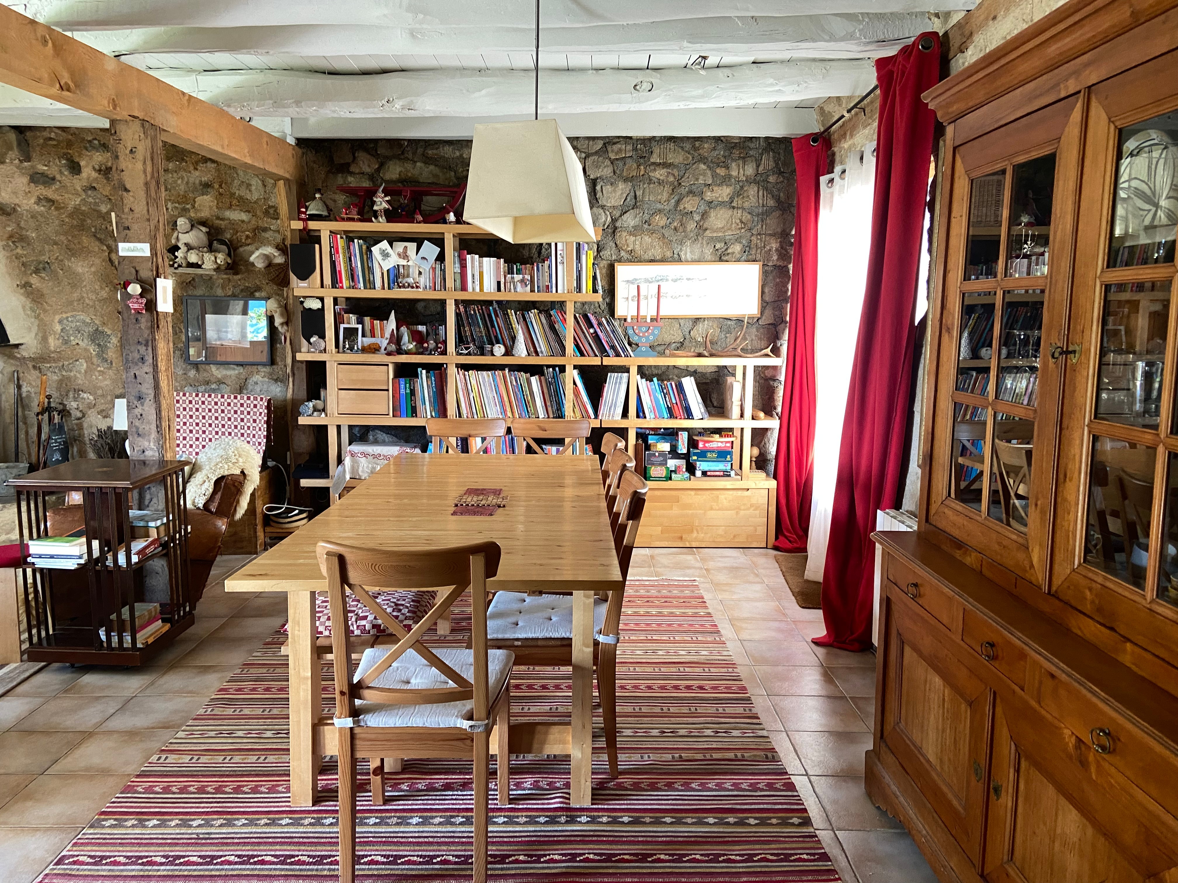the dining room (opposite the entrance)