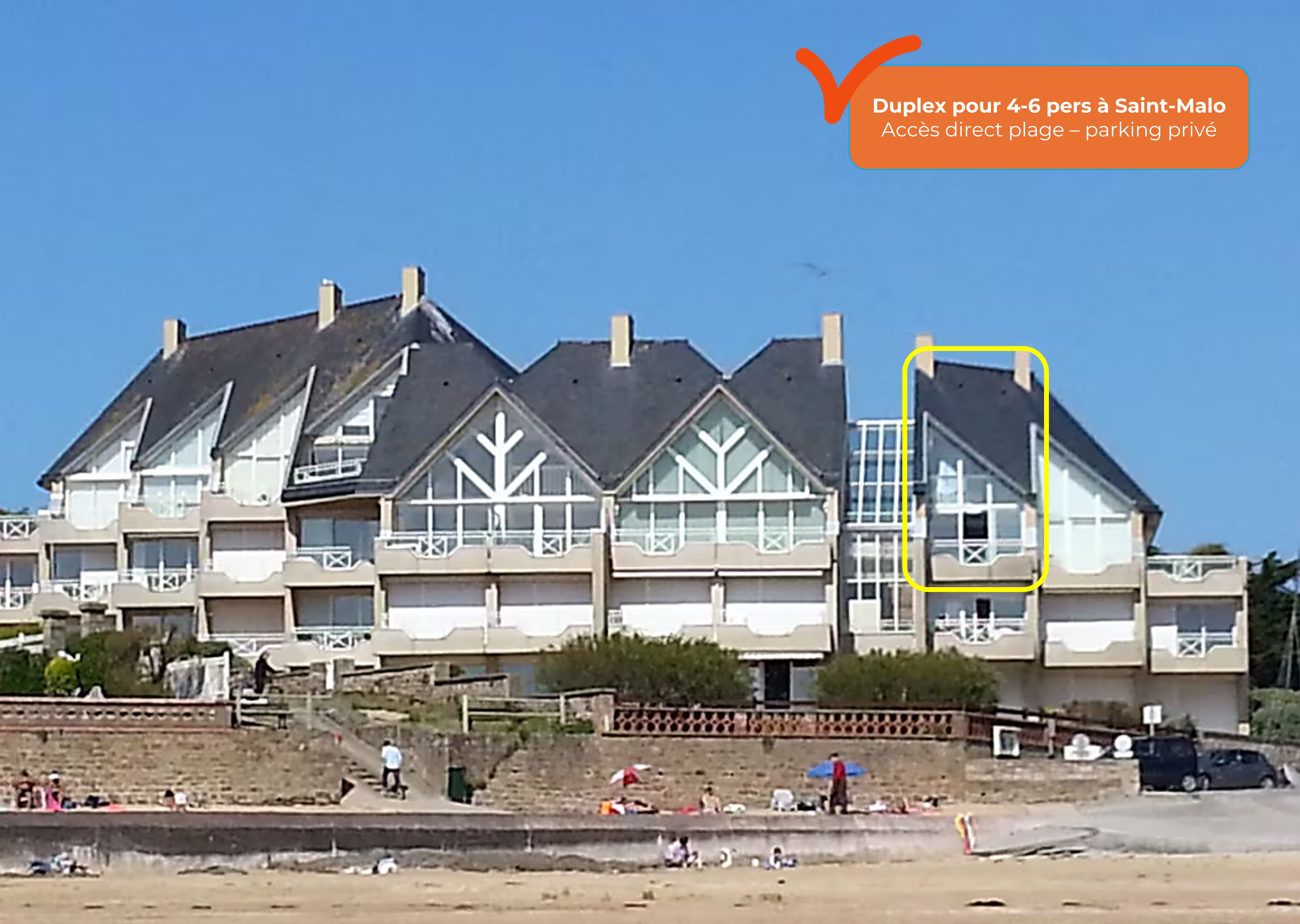 Résidence "Plein Soleil" au pied de la Plage du Pont à Saint-Malo.