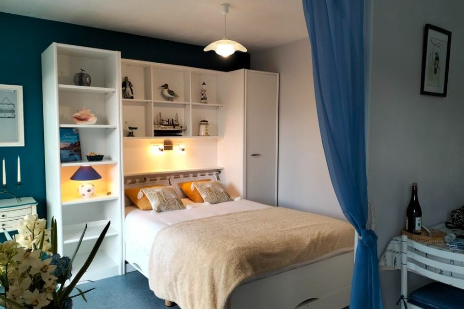 L'espace nuit - Apt. de charme 2 pers, vue mer - Plage des Rosaires à PLERIN - COTES D'ARMOR ( BRETAGNE )