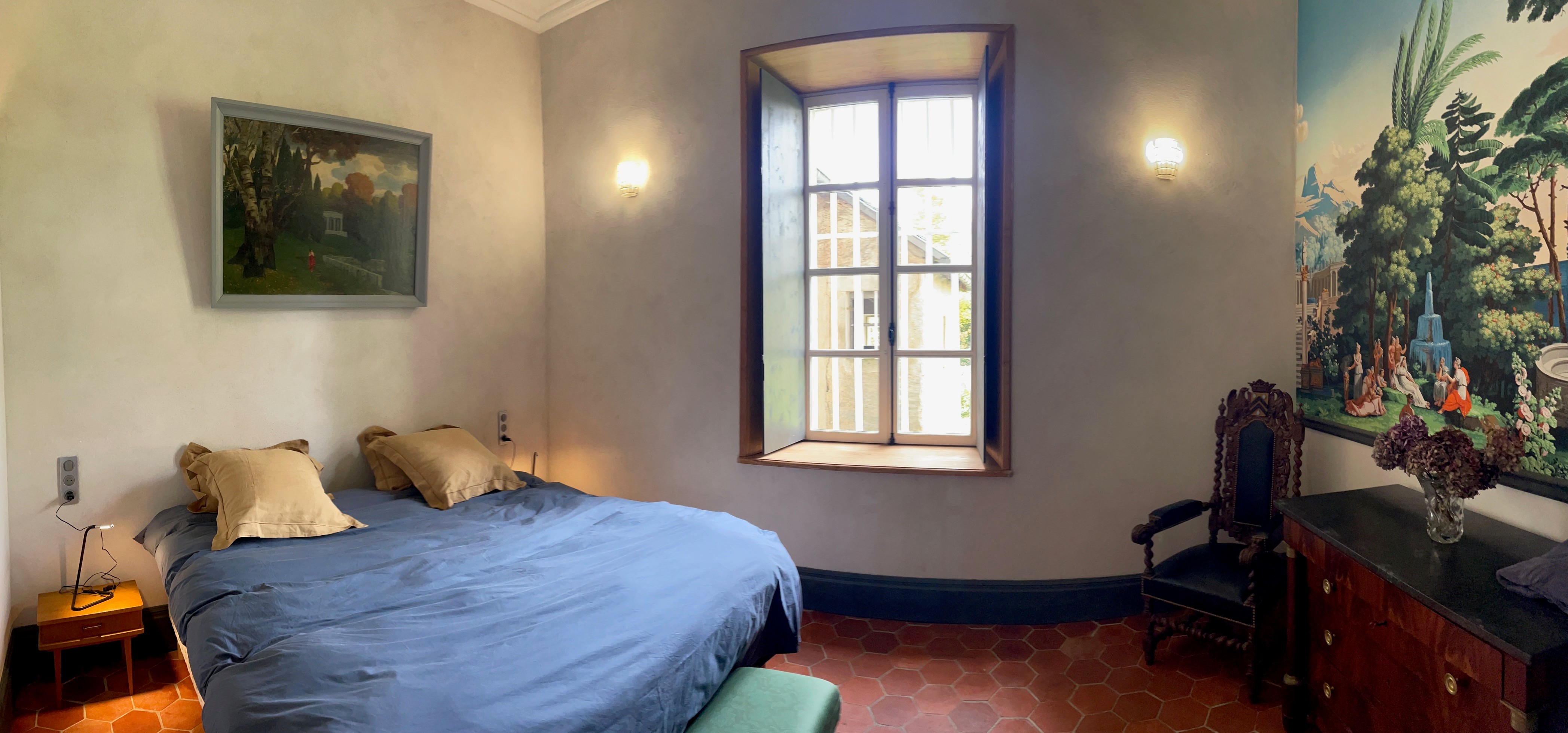 Chambre 1 RDC Marquise Sophie de Frégeville lit 200 x 200 ou 2 lits 100 x 200- Château de Ville au Val