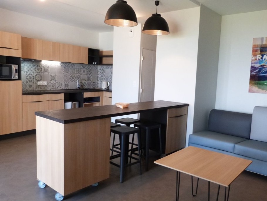 La pièce de vie, avec le canapé convertible