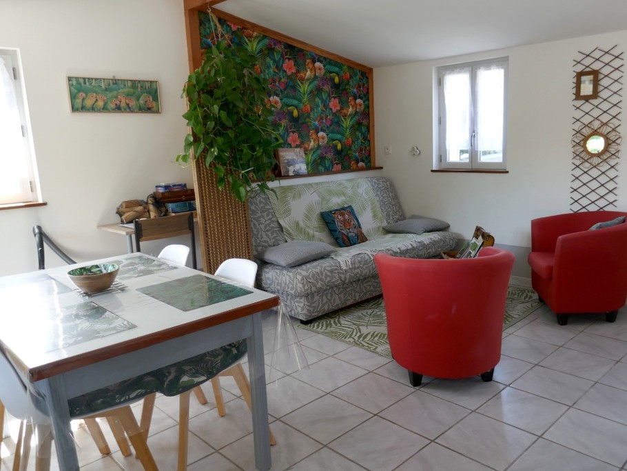 Pièce de vie avec canapé convertible