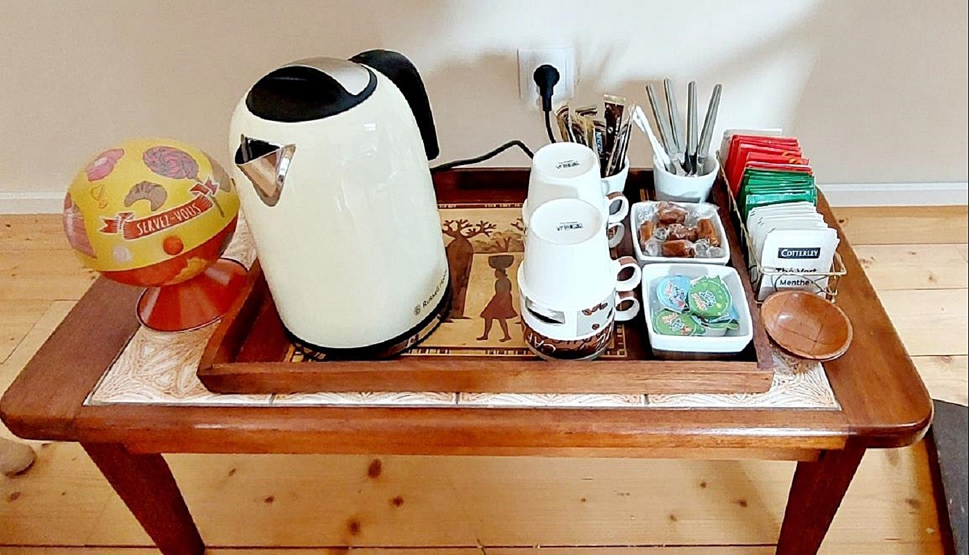 courtesy tray with coffee and tea assortment