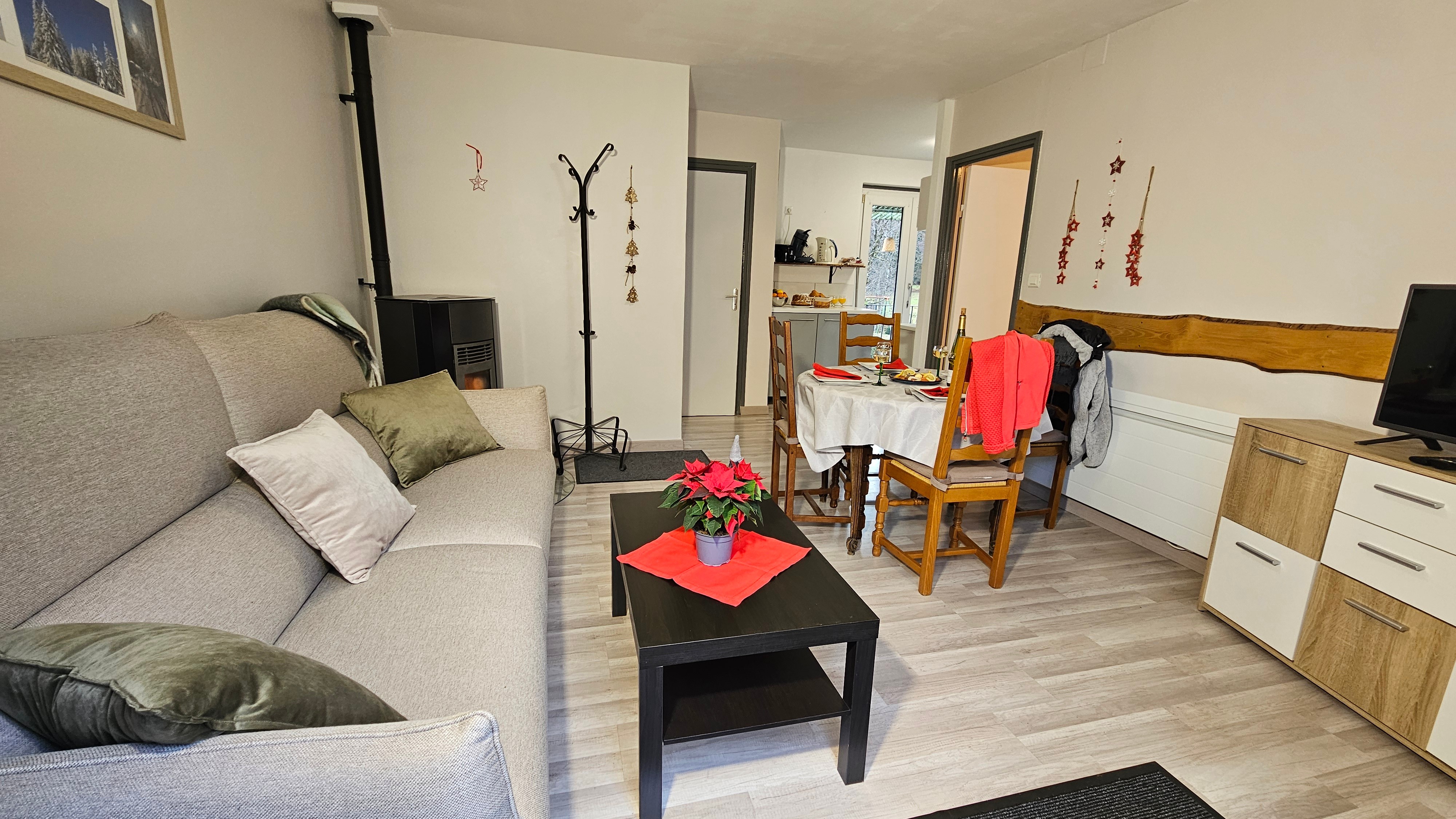 The living room, dining room.