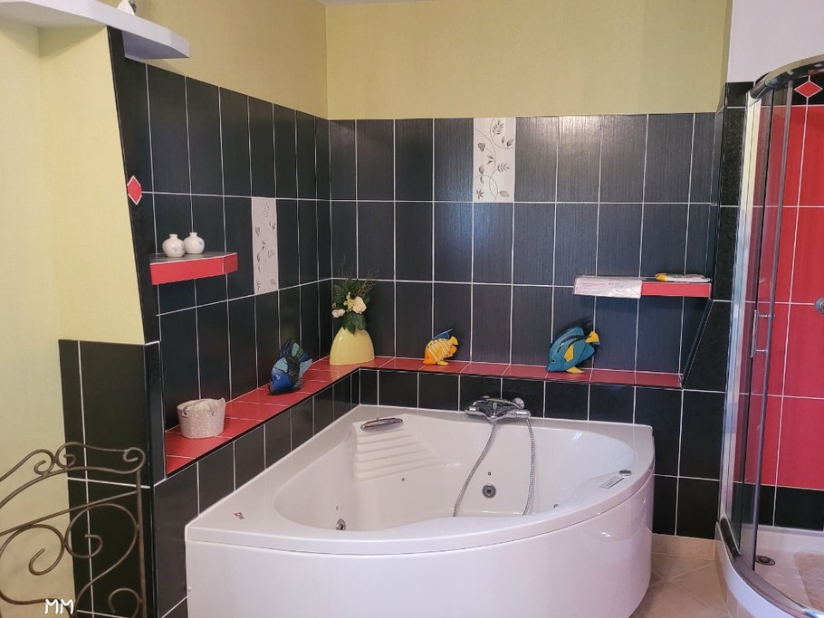 Salle de bains...baignoire balnéo et douche.