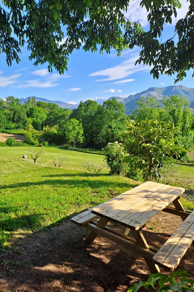 Table de pique-nique à disposition dans le parc