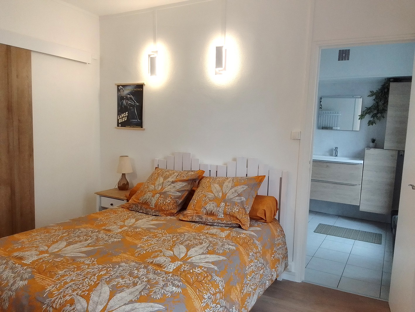 chambre avec porte accès salle d'eau /douche