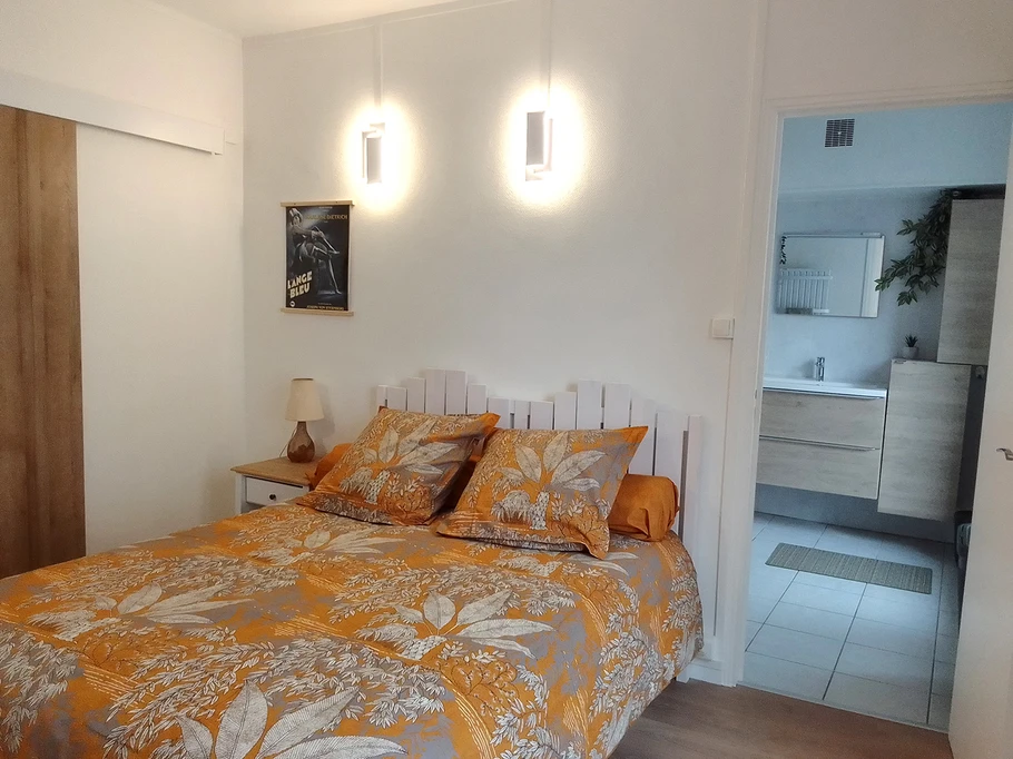chambre avec porte accès salle d'eau /douche