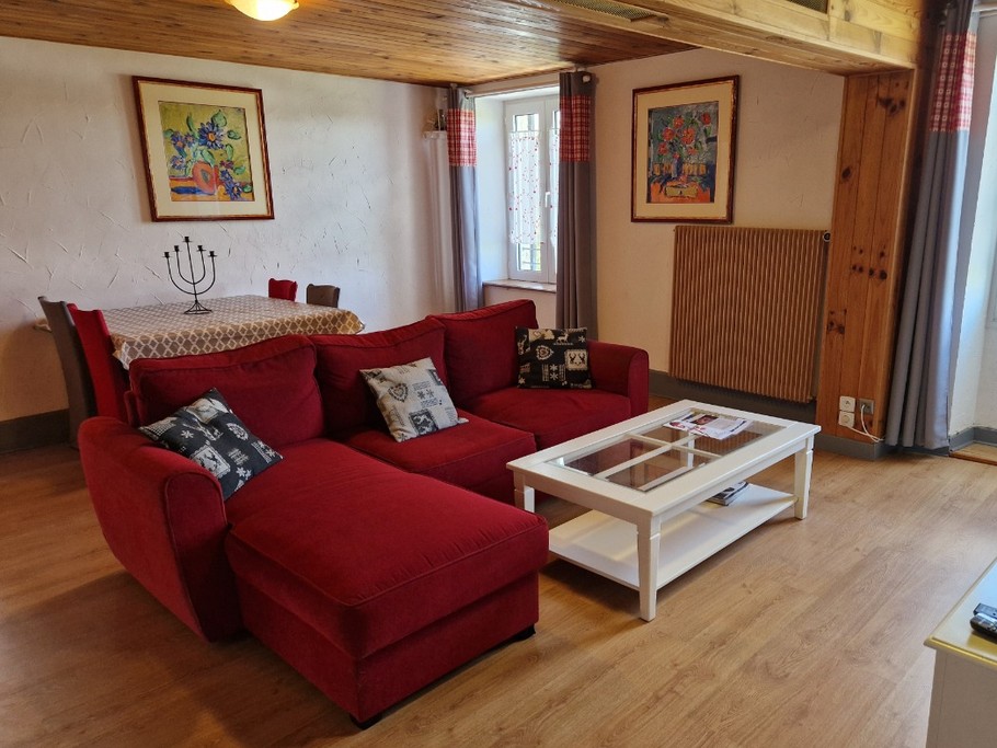 Salon avec télévision écran plat - Gîte Vosgien Chez Capucine et Mirabelle à BELLEFONTAINE 88