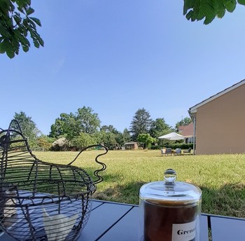 Vue Jardin depuis le marronnier versla terrasse