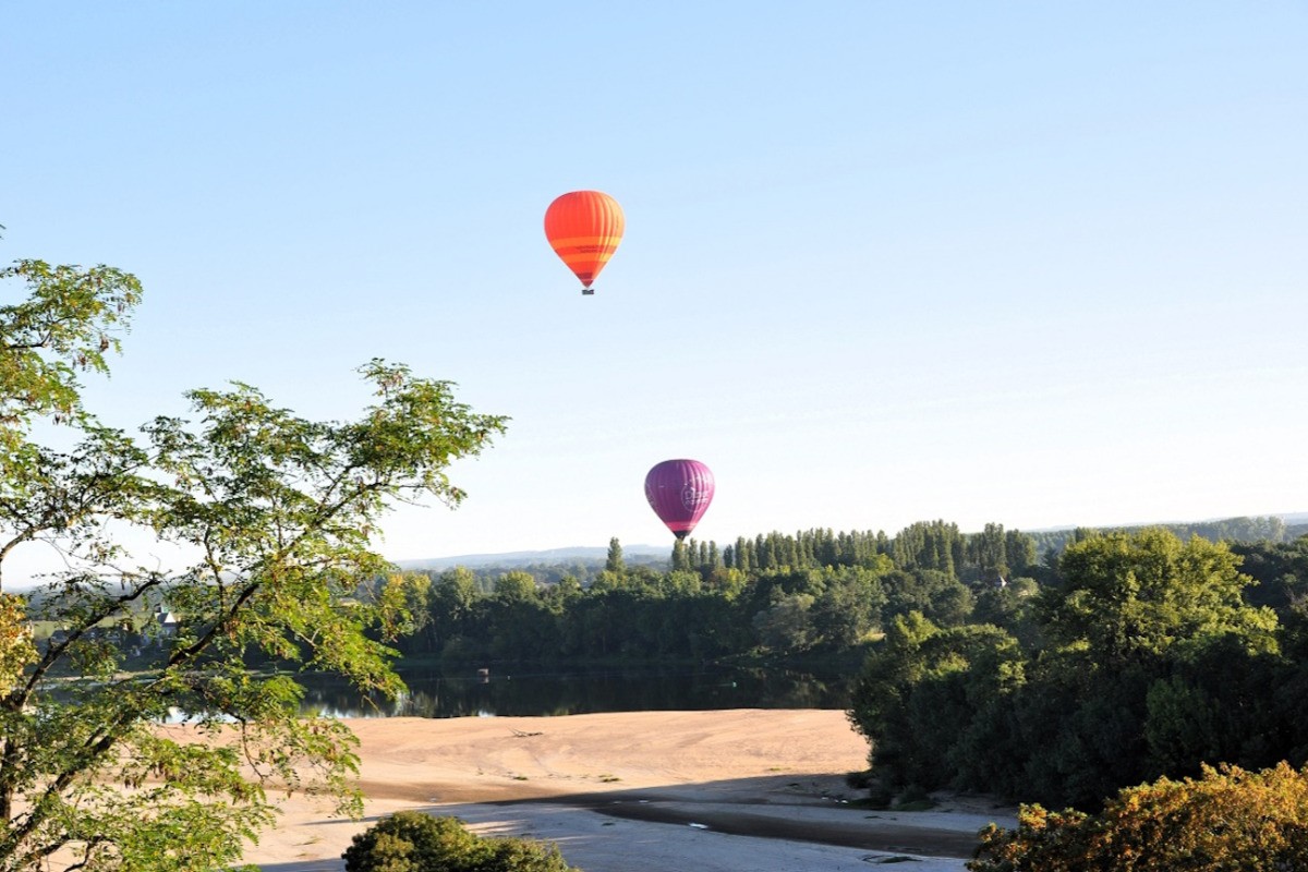 Depuis le jardin, la visite des montgolfières