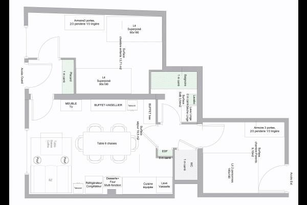 Les Adrets - plan d'appartement N°2 - location station de ski Albiez Montrond en Savoie