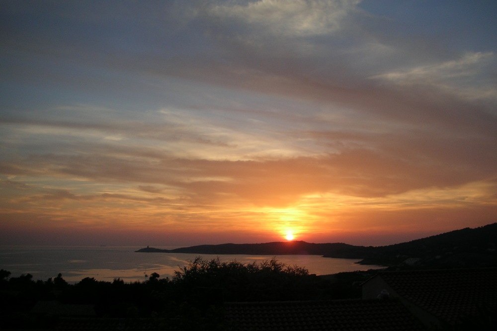 Coucher de soleil depuis la terrasse