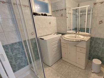 Salle d’eau avec douche et lave-linge du gîte Jonquille