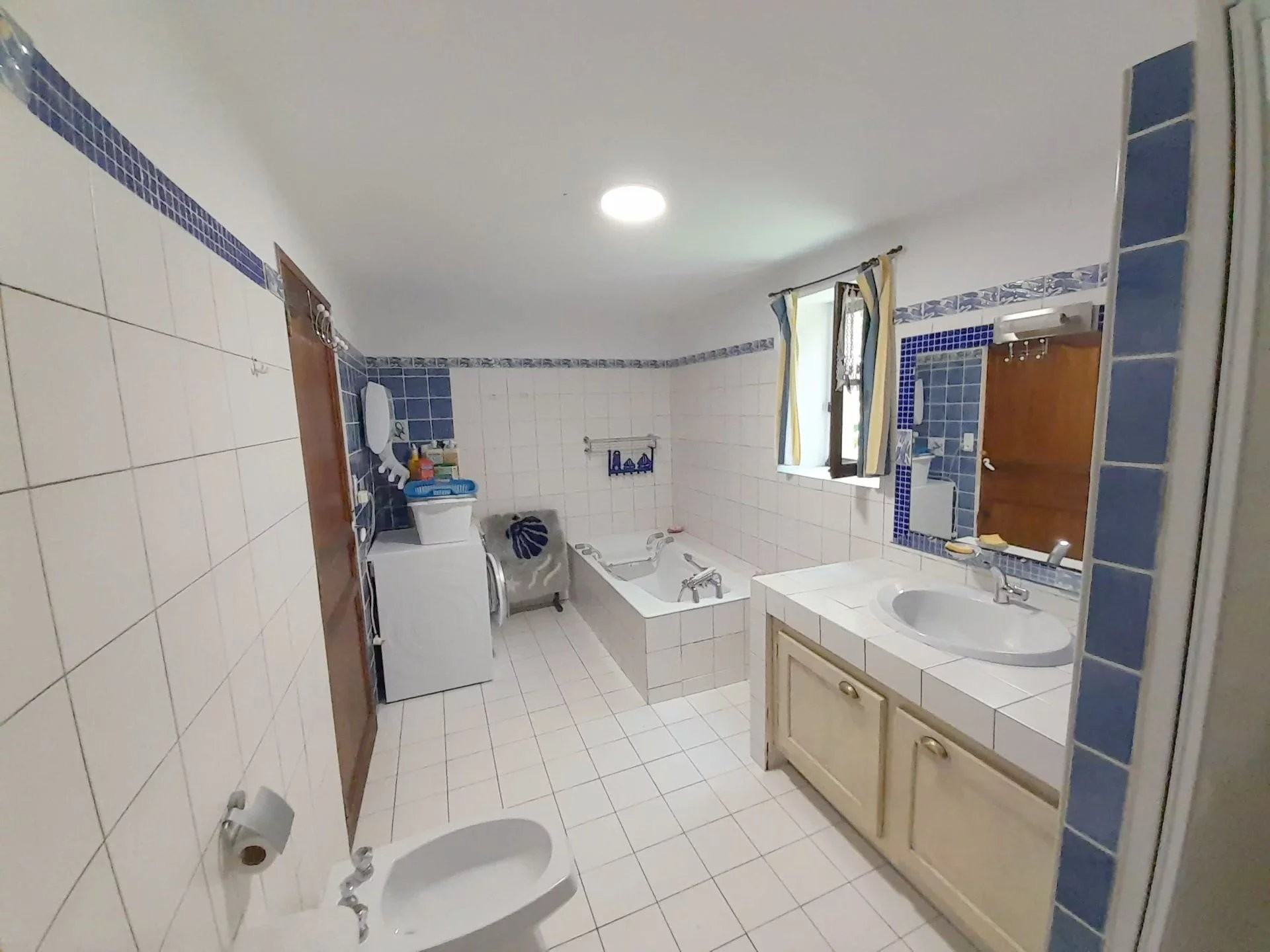 salle de bain avec baignoire et douche