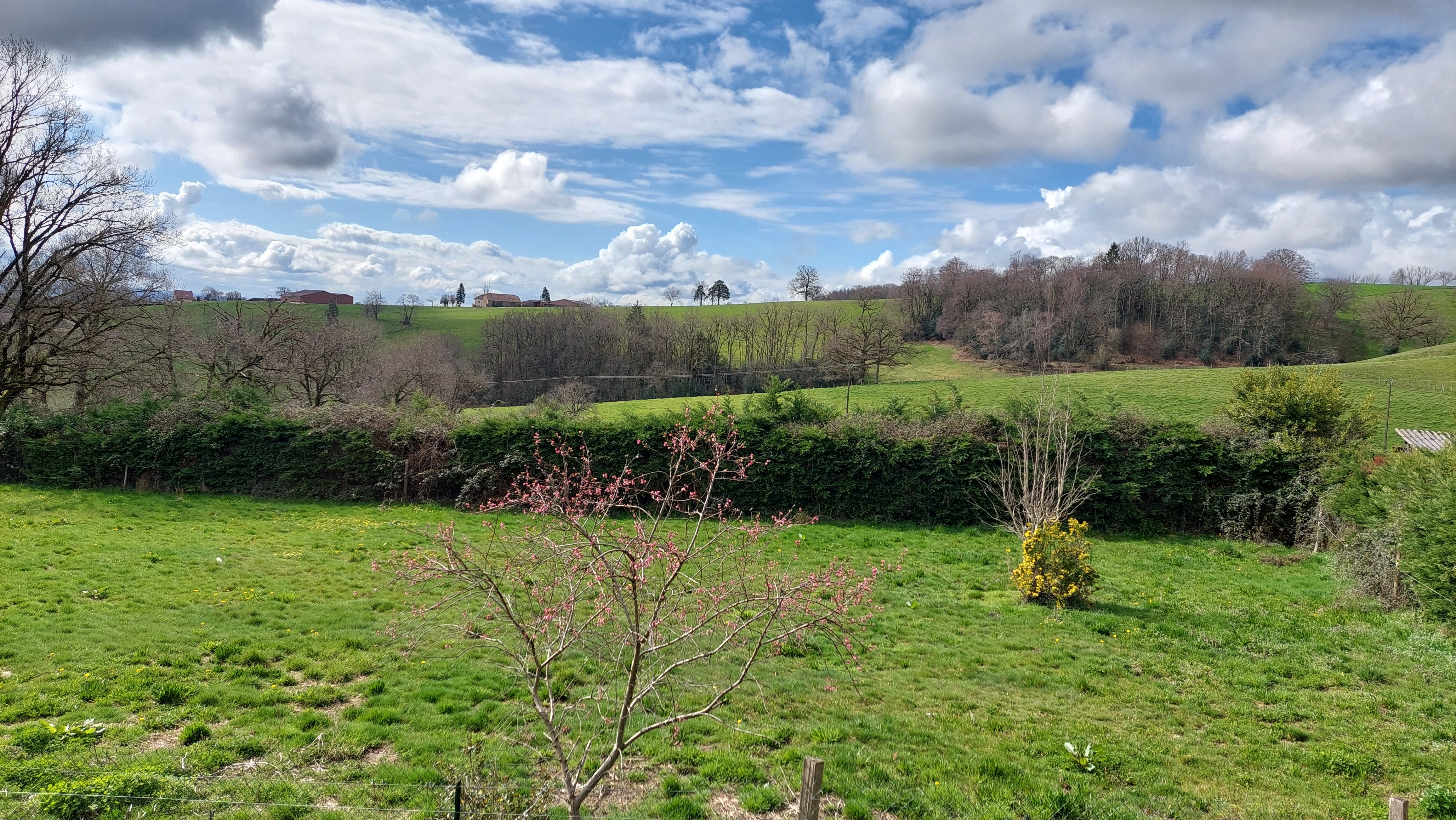 Panoramic view of the rolling countryside around the gîte in Maurs, Cantal