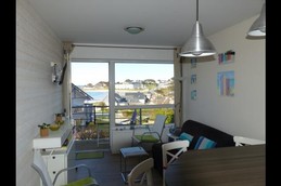 Appartement 2 pièces duplex vue mer à 50m de la plage de sable fin de Trestel, meublé de tourisme 3 étoiles, Trévou-Tréguignec, Côtes d'Armor - Bretagne - pièce à vivre