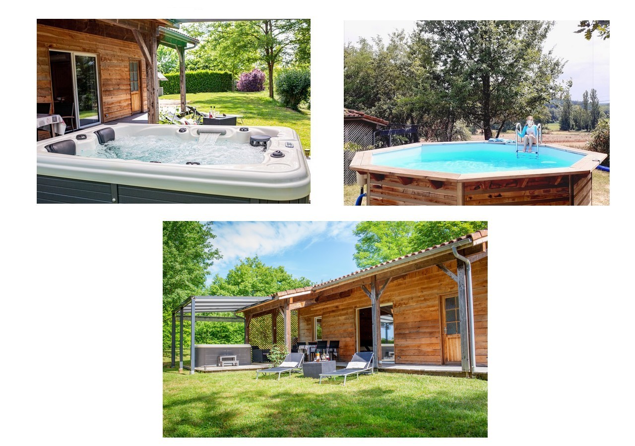 Chalet Cèdre avec piscine et spa jacuzzi privatifs