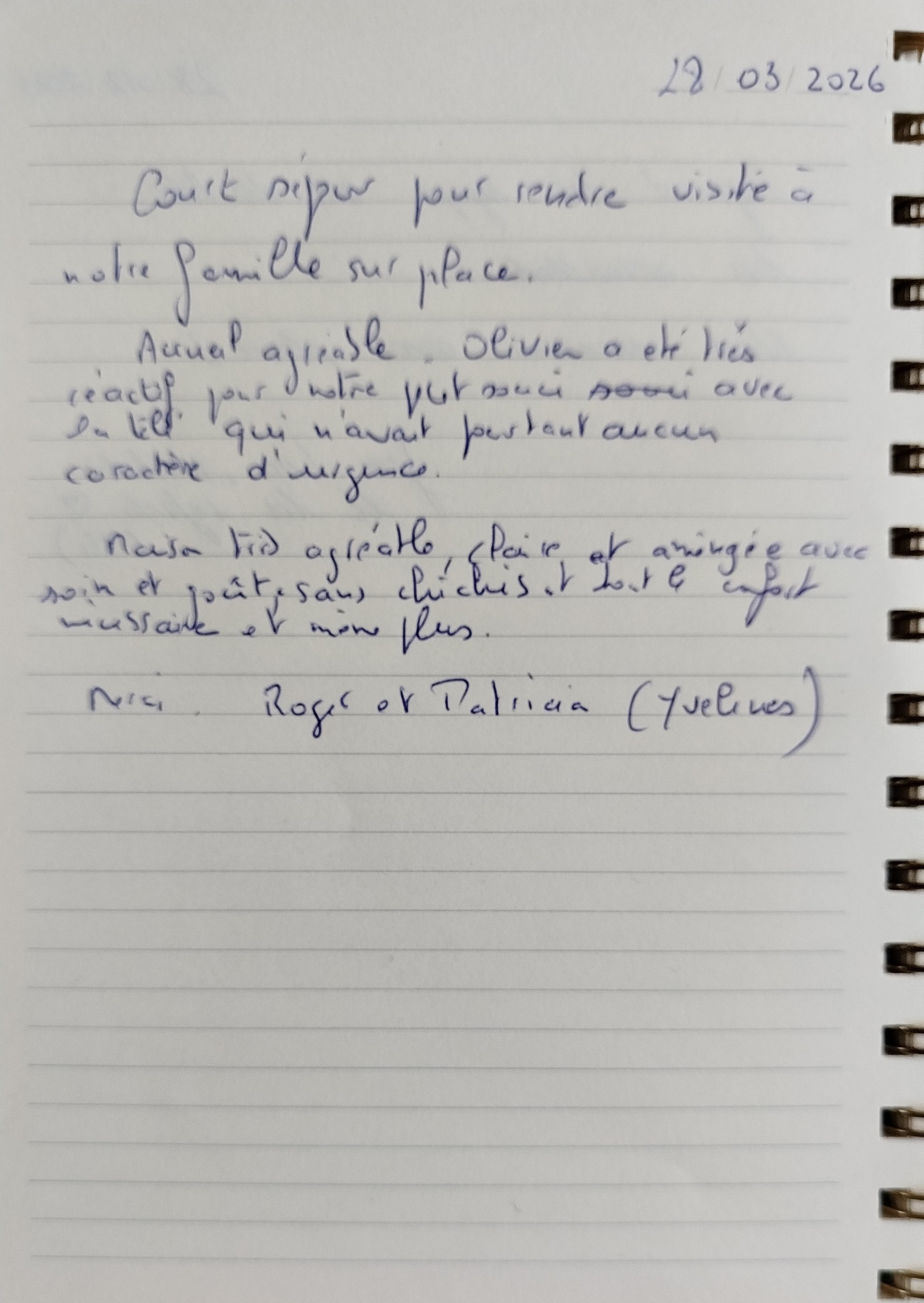 Avis laissés sur le livre d'or