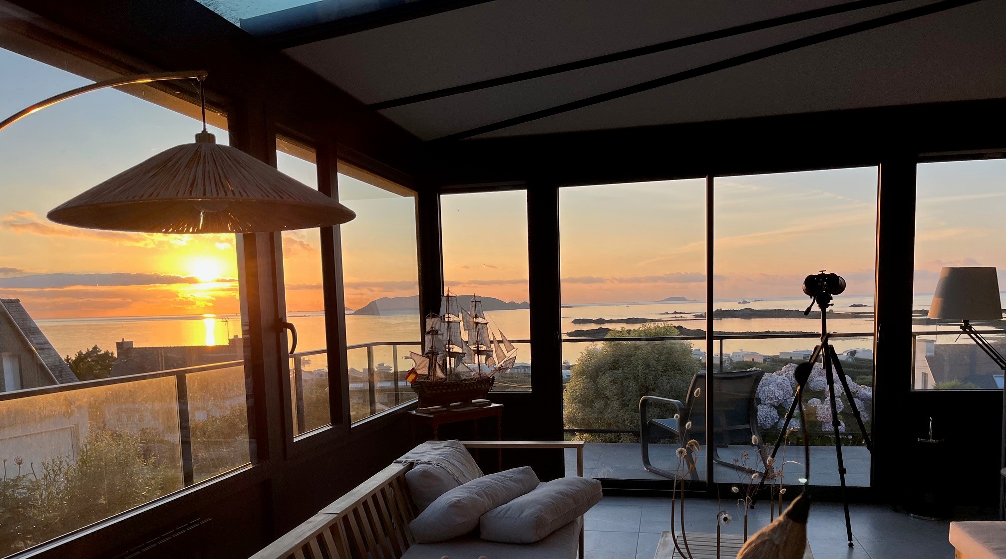 coucher soleil depuis le salon