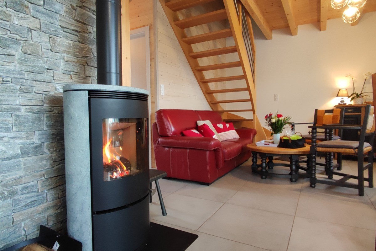 Salon/ séjour - feu dans la pièce de vie bois fourni en hiver !