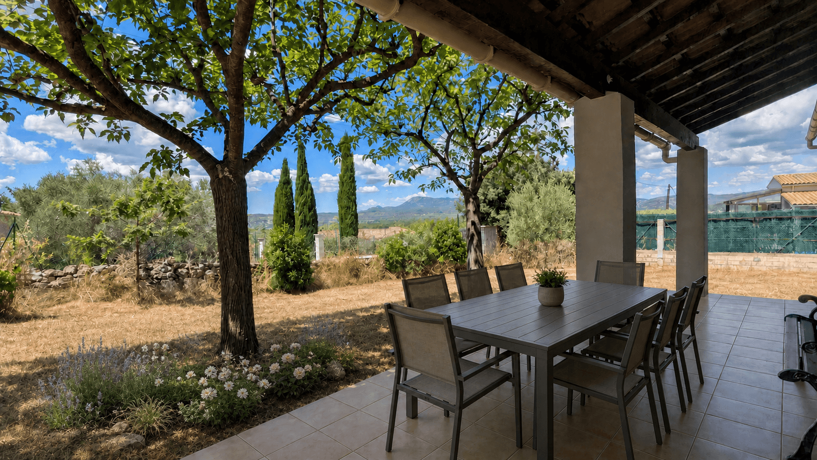 Terrace with ironing area