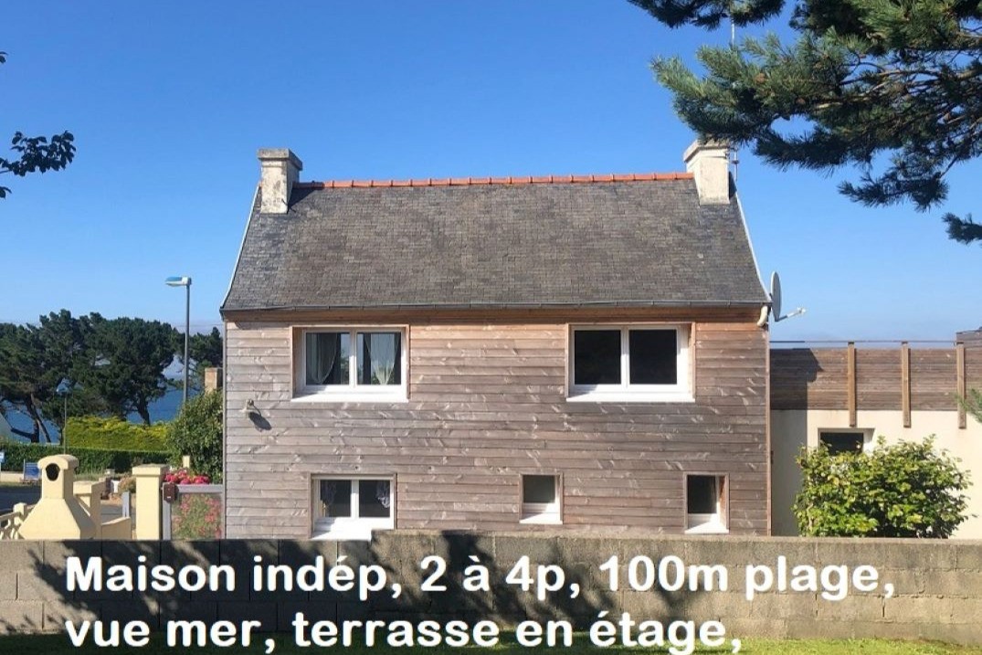maison indép 100m plage , terrasse en hauteur vue mer à 180 degrés