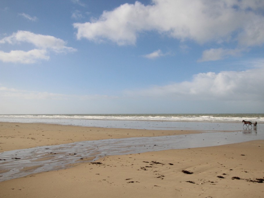 plage de Denneville à marée montante