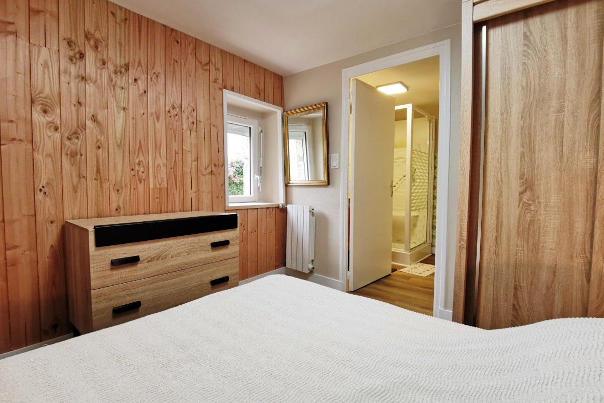 Chambre avec accès salle d'eau et WC fermé