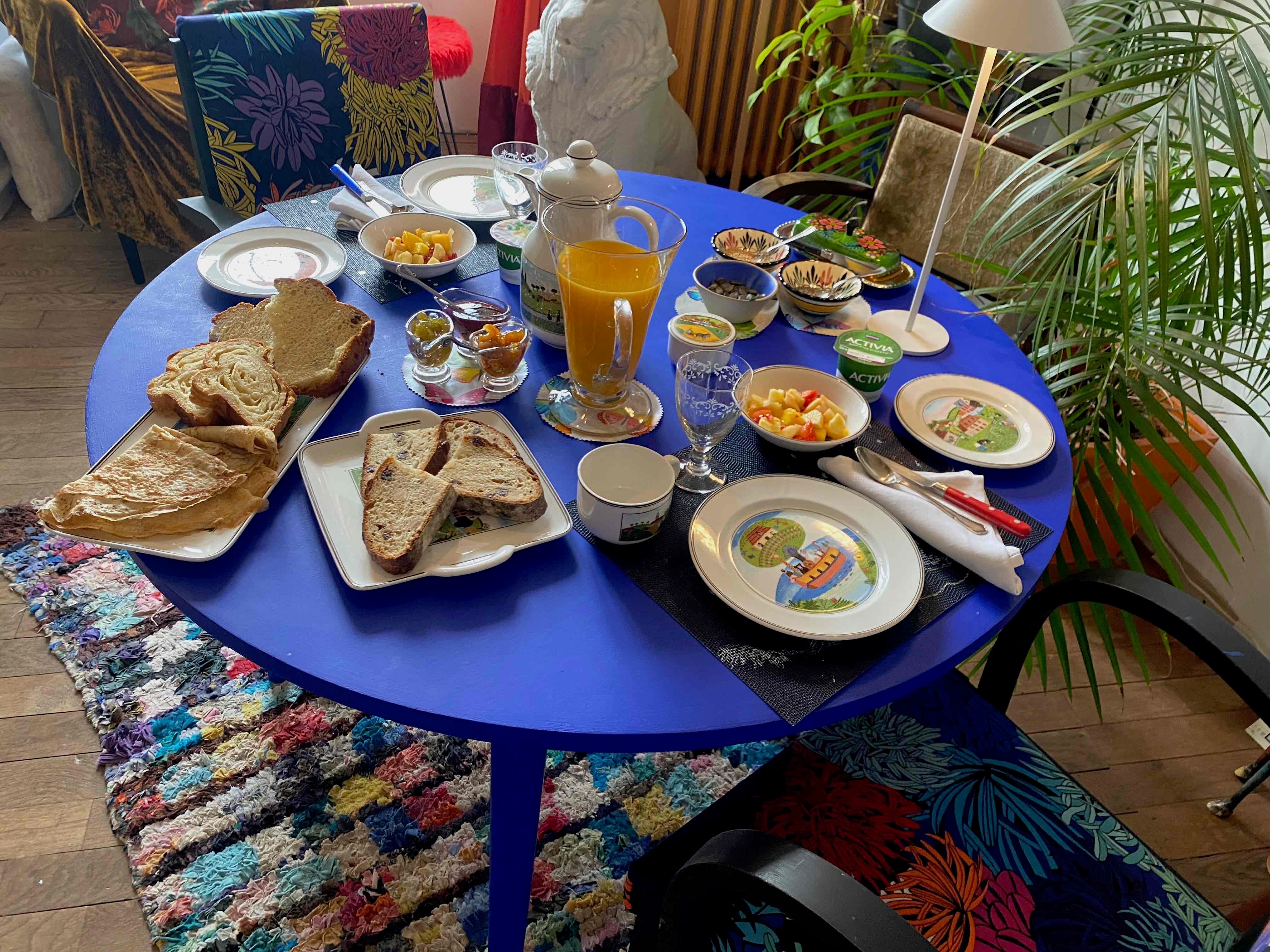 what we serve for breakfast, which you can have either in your cabin or in our company