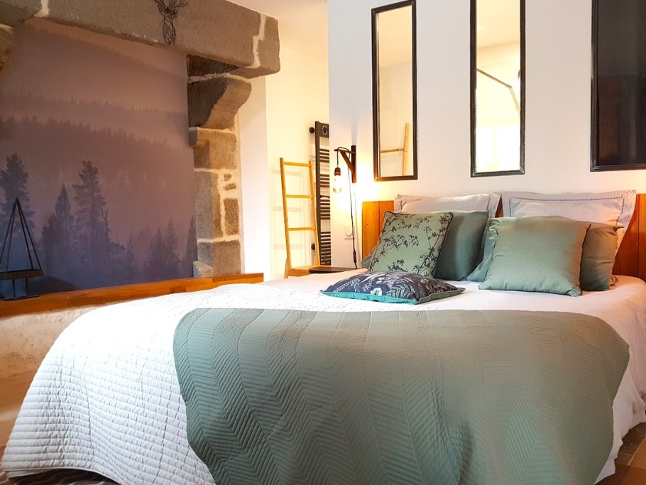 Chambre spacieuse pour 2 personnes avec salle d'eau communicante. 1 lit 160x200 cm ou (2 lits 80x200 cm sur demande).