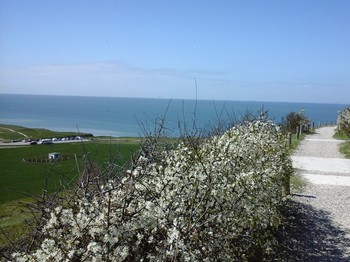 Paysage de randonnée face à l'Angleterre