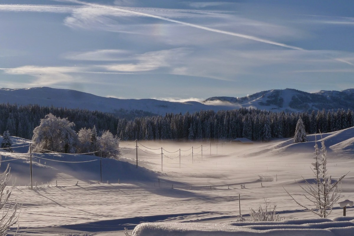 Gîte La Pierre à Sel, La station et les Monts Jura en second plan