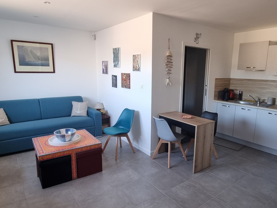 Séjour équipé d'un couchage 160x200 et d'une SDE