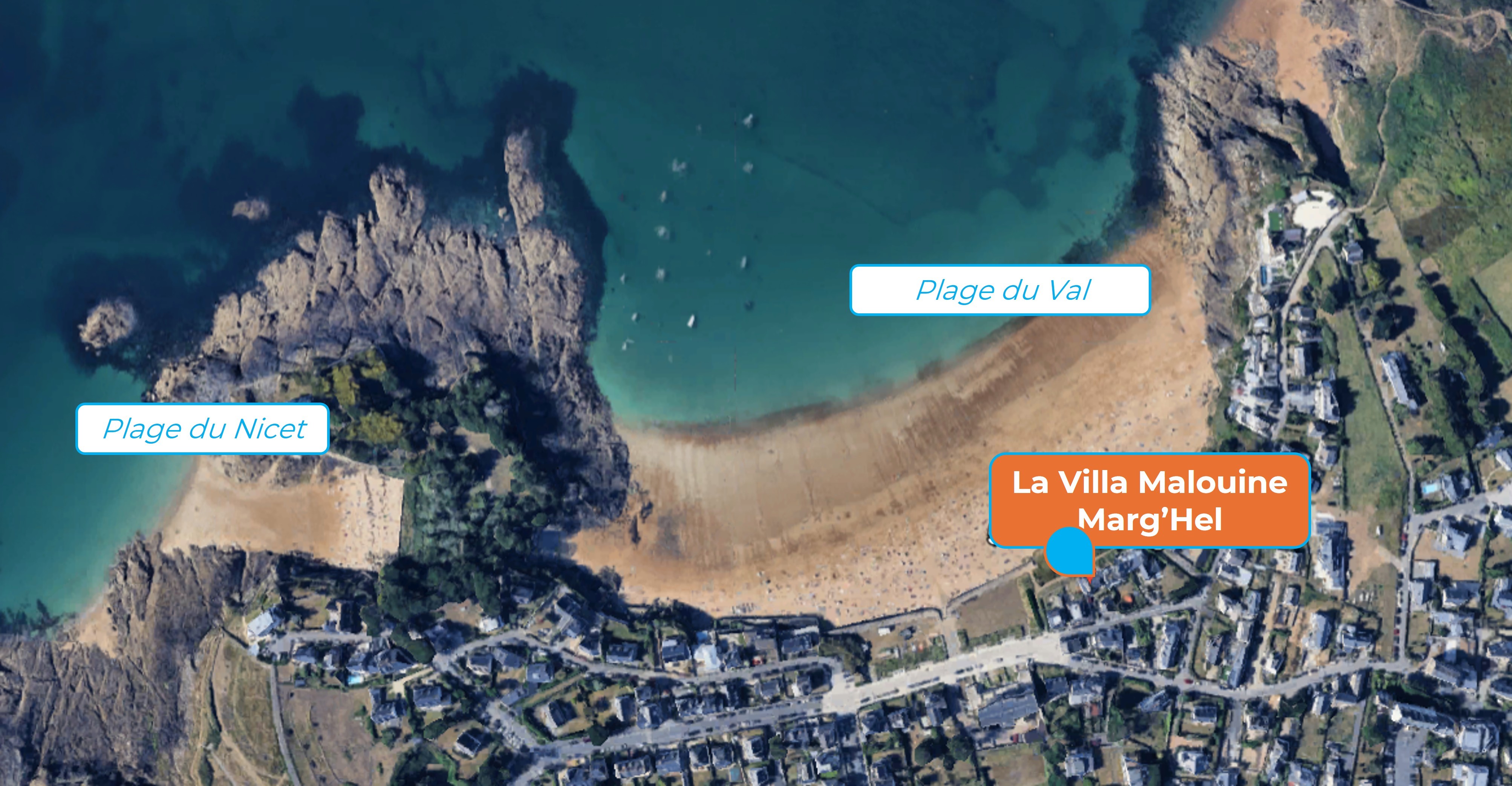 Emplacement exceptionnel à Saint-Malo de la Villa Malouine Marg'Hel.  Accès direct à la Plage confidentielle plage du Val.