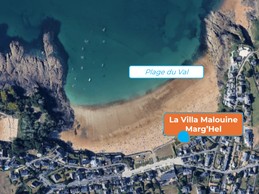 Emplacement exceptionnel à Saint-Malo de la Villa Malouine Marg'Hel. Accès direct à la Plage confidentielle plage du Val.