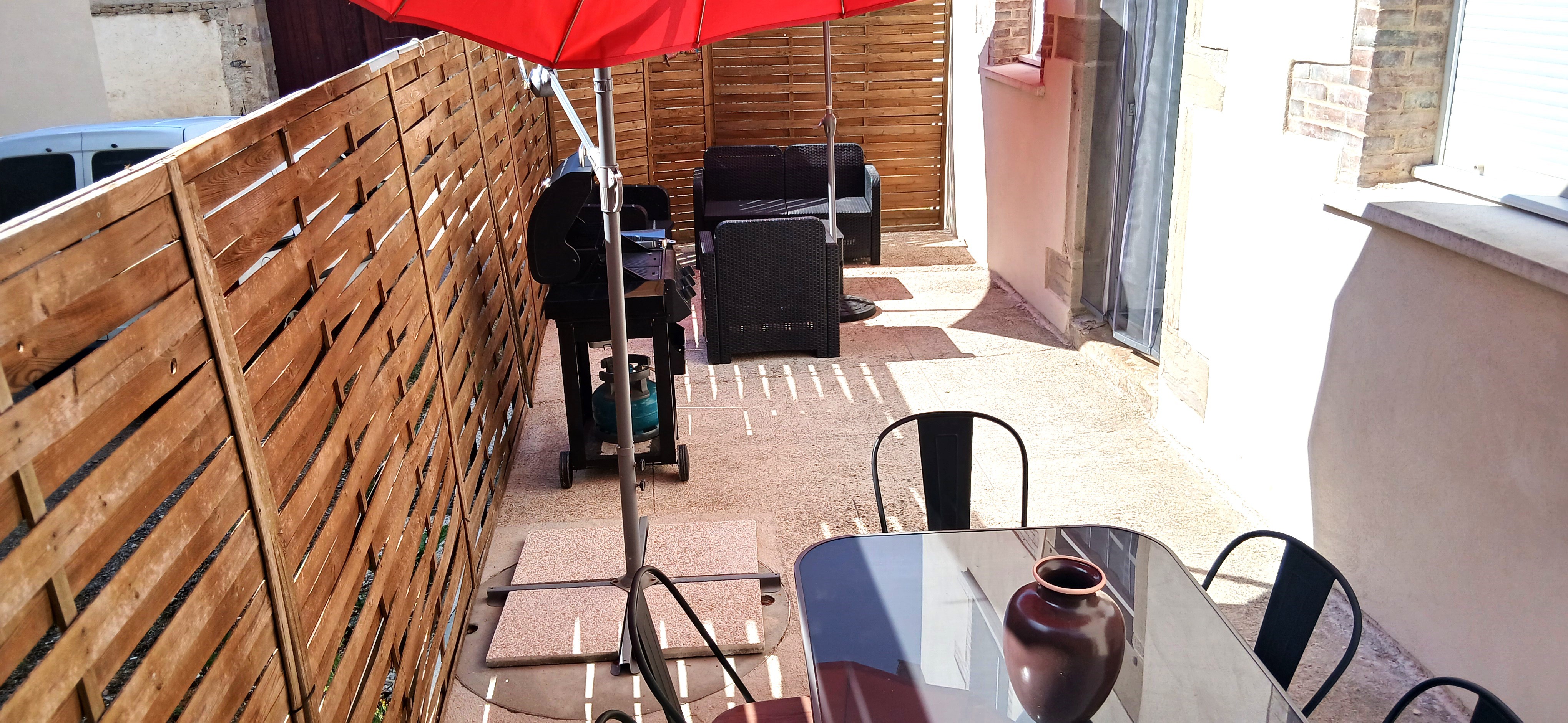 The terrace has a seating area ... 