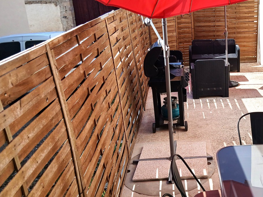 The terrace has a seating area ...
