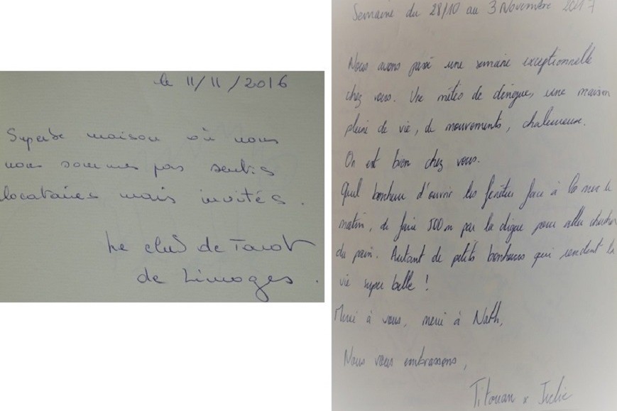 Extraits Livre d'Or: 11/11/2016 et 03/11/2017