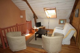 Le salon avec TV et canapé-lit convertible