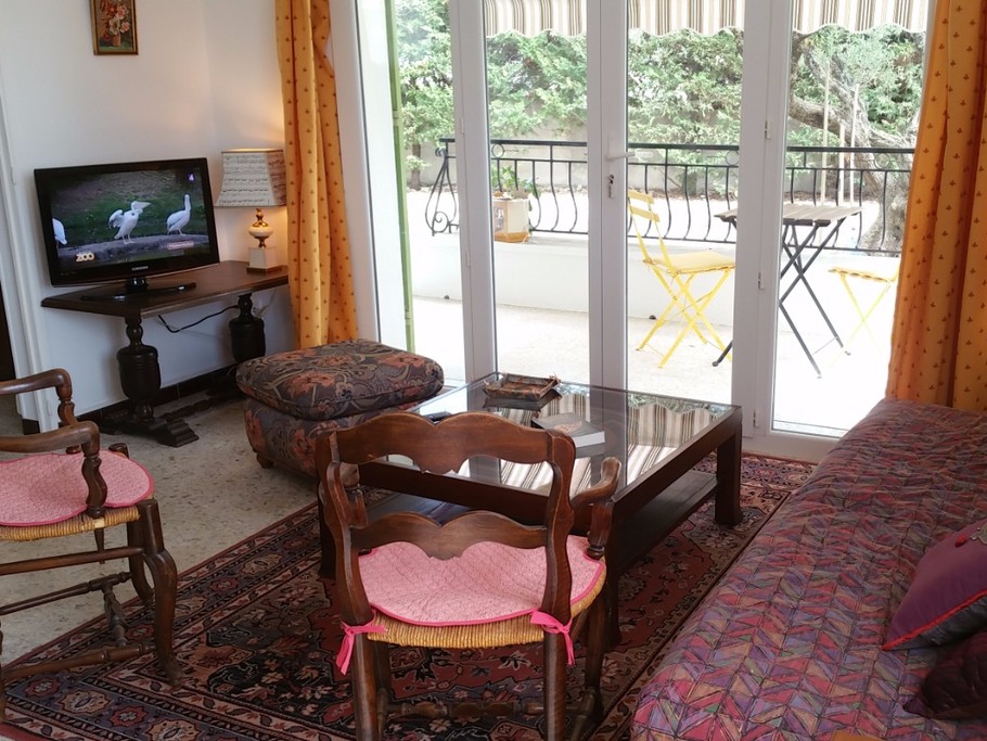 le salon, accès terrasse et jardin